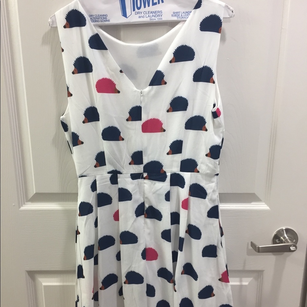 White Hedgehog Print Dress